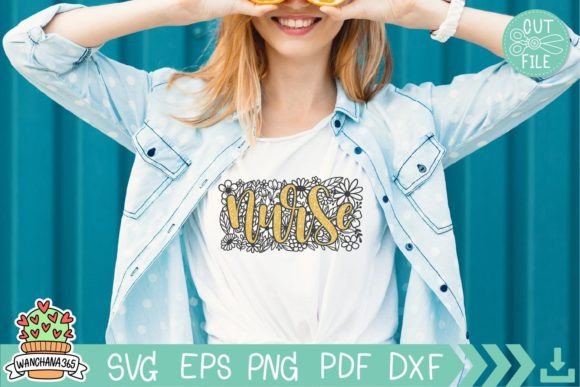 Nurse Floral Svg, Nurse Typography Graphics