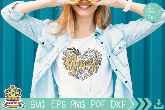 Nurse Flower Heart Svg, Nurse Typography