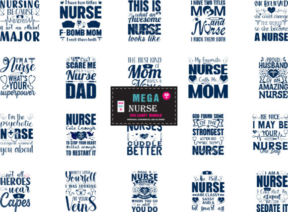 Nurse Typography SVG Bundle: Graphics and Crafts