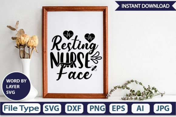 Resting Nurse Face SVG Cut File: Graphics & Crafts for Digital Publishing